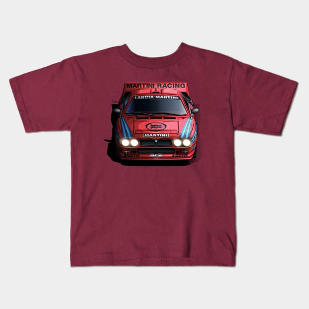 Lancia 037 Martini Group B - Illustration Kids T-Shirt by Mario Ramos Rally Art